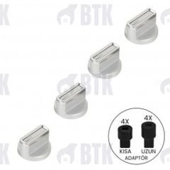 Ocak Düğme Takımı 4'lü Inox Krom Çizgili