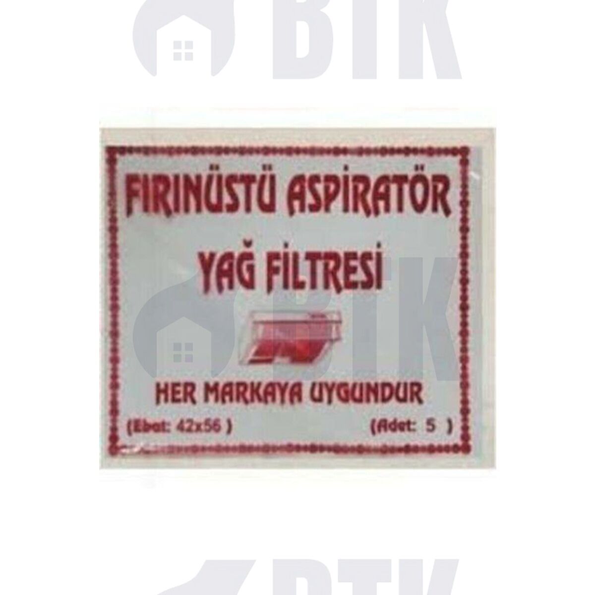 Aspiratör Yağ Filitresi 5'li Elyaf - Kalın