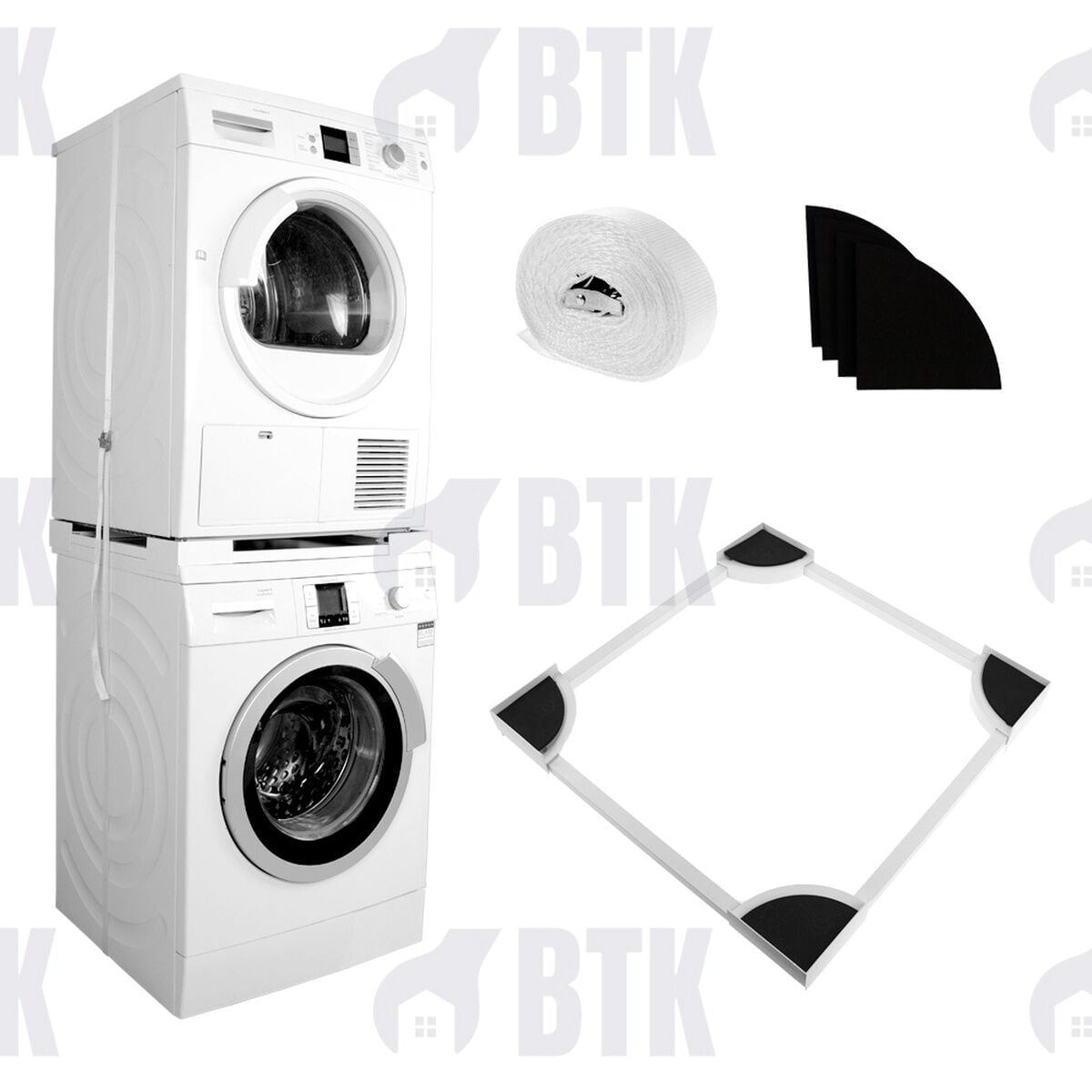 Çamaşır ve Kurutma Makinesi Ayarlanabilir Birleştirme Kiti - Beyaz