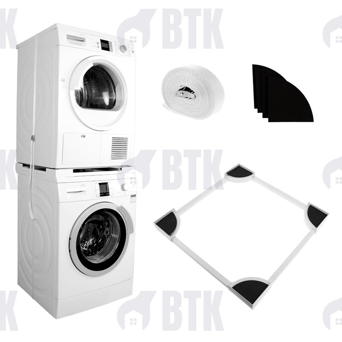 Çamaşır ve Kurutma Makinesi Ayarlanabilir Birleştirme Kiti - Gri