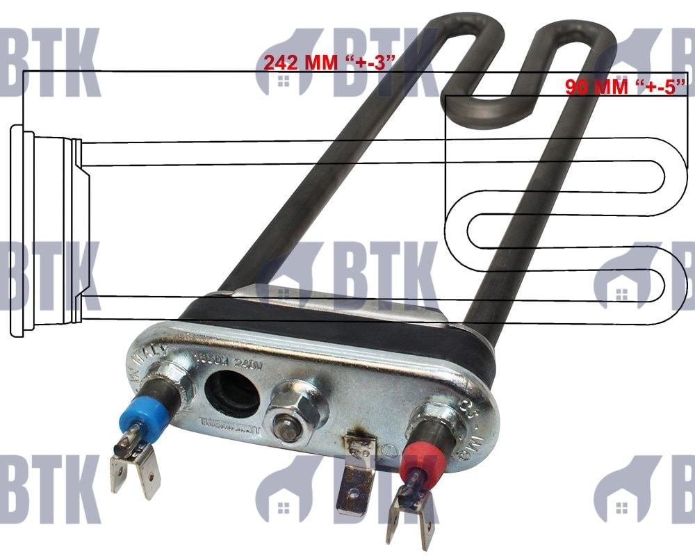 Arçelik Çamaşır Makinesi Rezistansı Thermowatt 242 MM 1850W-240V (Termikli)