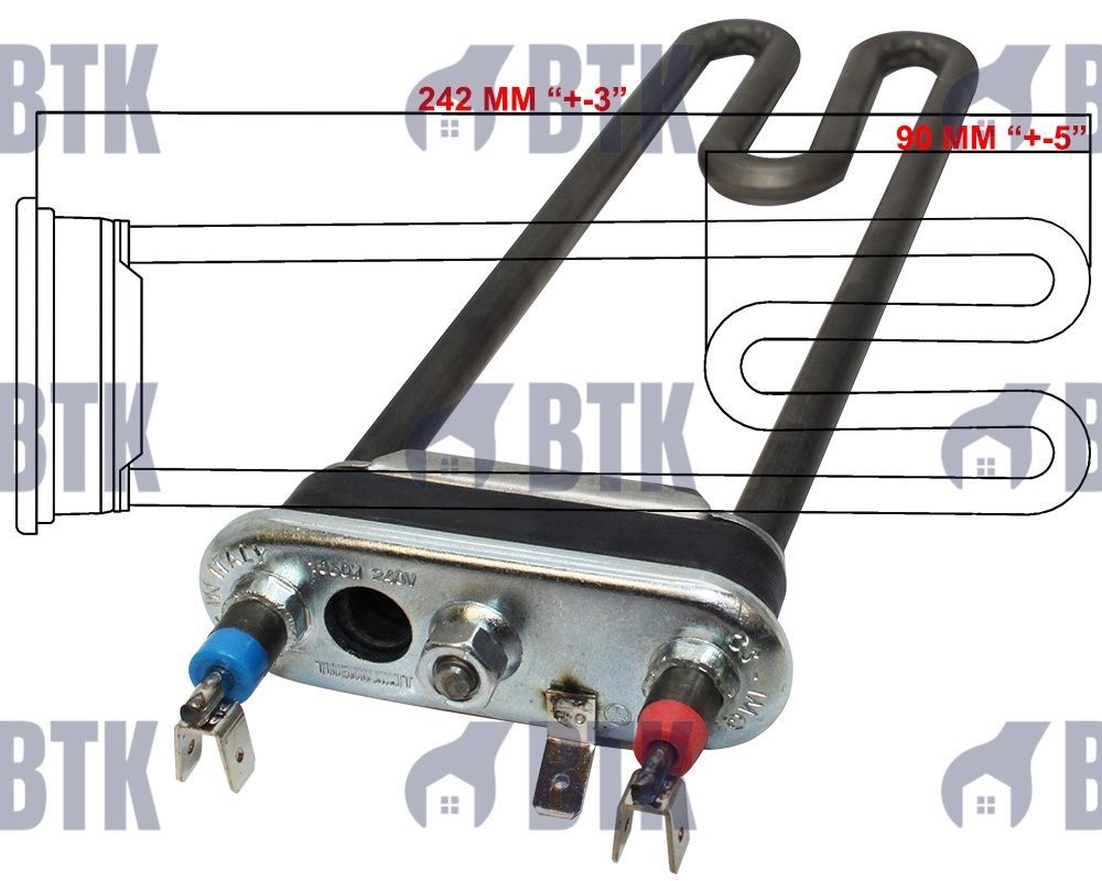 Altus Çamaşır Makinesi Rezistansı Thermowatt 242 MM 1850W-240V (Termikli)